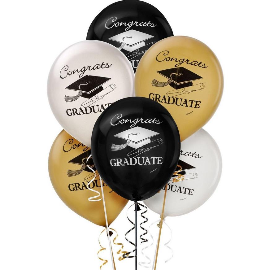 Black, Silver & Gold Celebrate the Grad Party Kit for 20 Guests